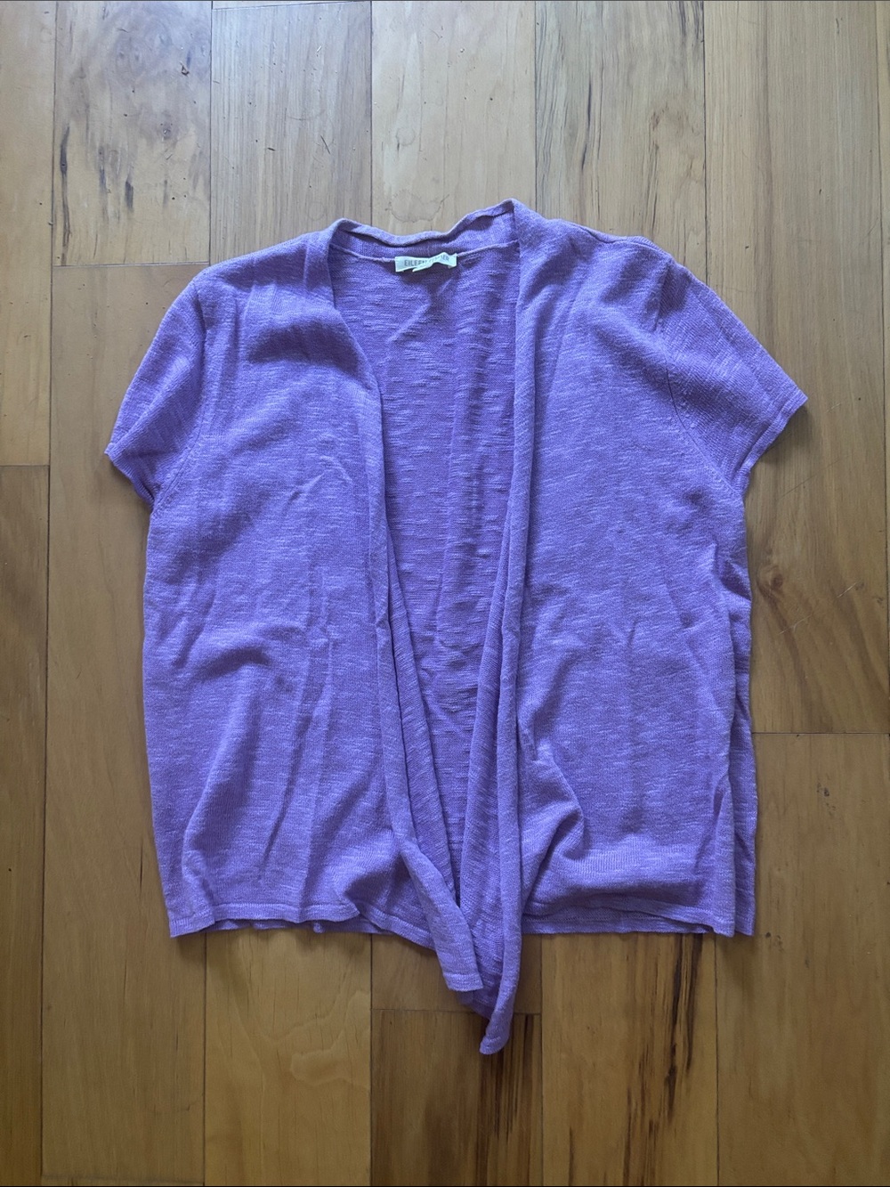 Eileen Fisher purple short sleeve sweater linen/ cotton blend petite medium